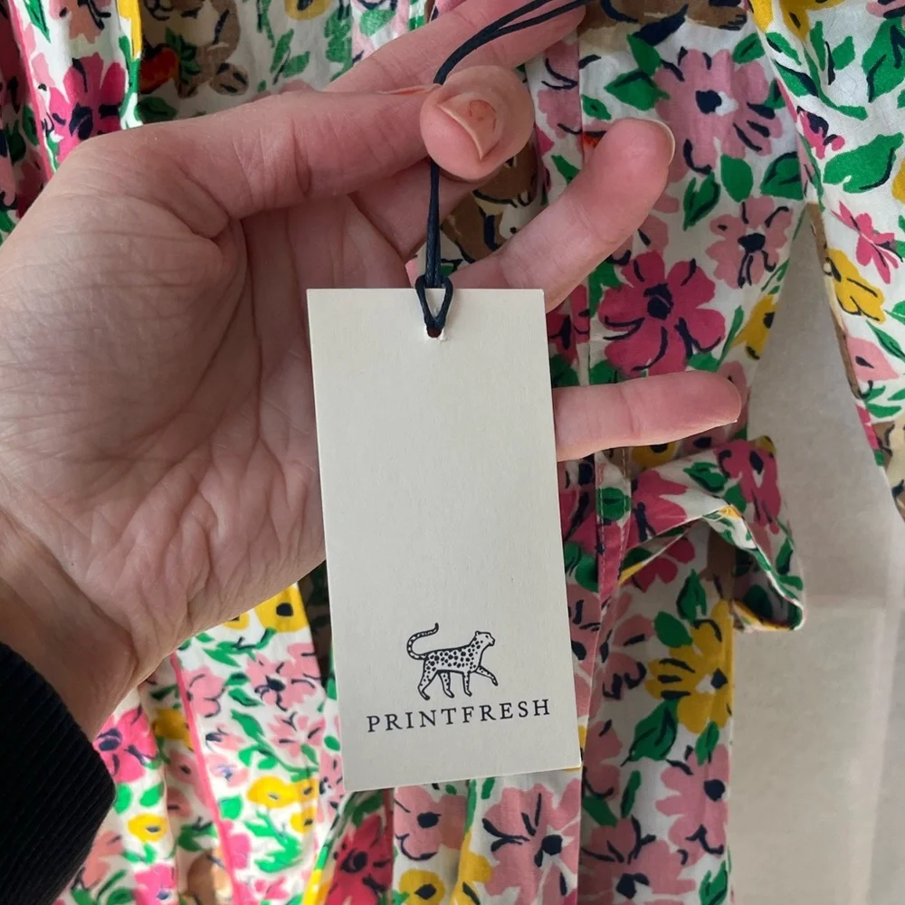 Printfresh robe, NWT. Floral Print Robe with Bunny Design. Size S/M - Picture 7 of 10